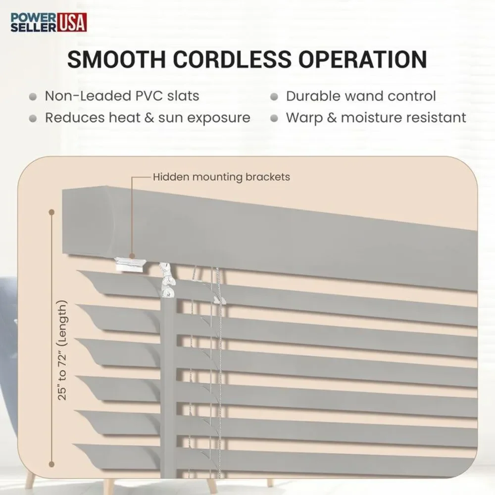 PowerSellerUSA Cordless Window Blinds, Privacy & Light Filtering 1